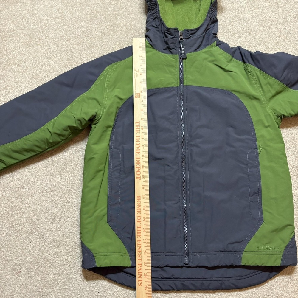 L.L.Bean Jacket Boys Large 14-16 Gray Green Fleece Lined Hooded Ski Snow Winter - Picture 7 of 16